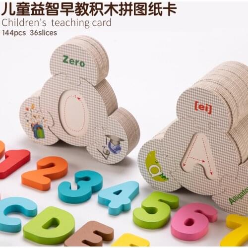 English Alphabet Game Animal Letters Digit Matching Card Wooden Abc Puzzle Kids Words Learning Cognition Cards Game