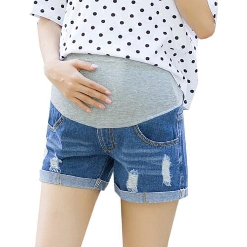 Maternity Womens Maternity Indigo Blue Mom Tassel Secret Underbelly Denim Shorts Jeans