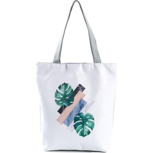 Double Sided Printed Green Leaf Ladies Handbags New All-match Beach Bags for Women Large Capacity Female Shopping Shoulder Bag