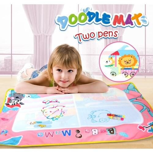 Kids Toys 87x58cm Magic Water Drawing Mat & 2 Magic Pens Reusable Coloring Drawing Board Set Educational Toys for Children Girls