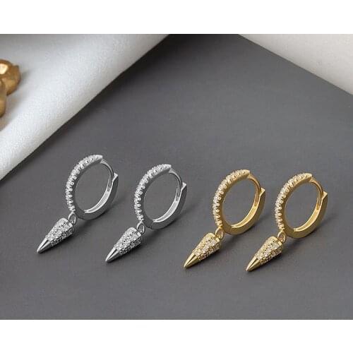 Fashion Rivet Gold Statement Crystal Earrings For Women Girls Party 2020 Trend Luxury Jewelry 925 Sterling Silver Wholesale