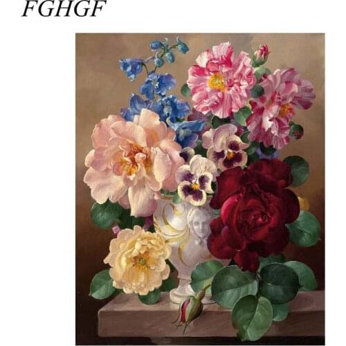 FGHGF Frameless wall picture flowers painting by numbers hand painted canvas oil painting home decor paint by number