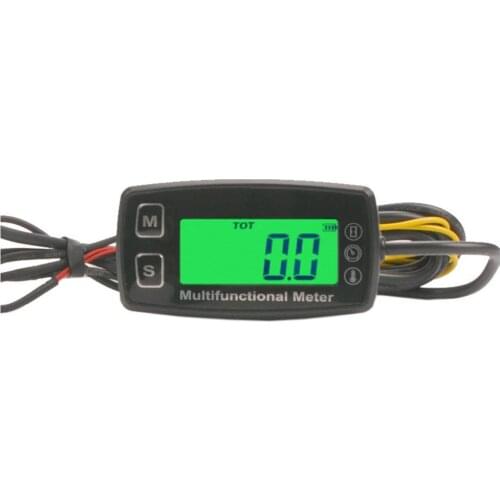 Motorcycle Meter Inductive Digital Tachometer Resettable Tach Hour Meter Thermometer Temp Meter for Boats Gas Engine Marine ATV