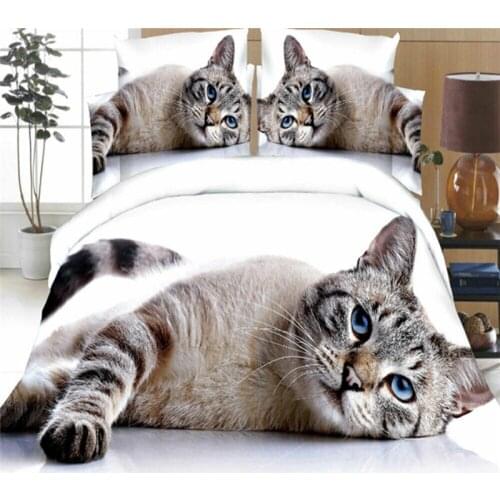 3D Cute Wolves Cat Dog Print Bedding Set Cute Duvet Quilt Cover Wild Animal Tribal Bed Cover With Pillowcases Custom Bed Linen