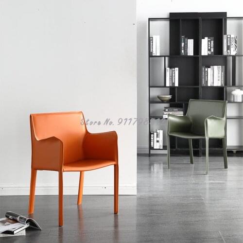 Leather Chair Modern Simple Desk Chair Makeup Chair Nordic Chair Back Chair Saddle Chair Light Luxury Dining Chair Household Sto