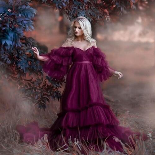 Pretty Pleated Tulle Pregnancy Dresses Strapless Cap Sleeves Tiered Ruffles Plus Size Maternity Gowns Elegant Bridal Dress