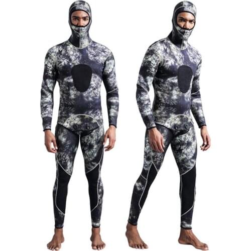3mm Mens Wetsuits 2-Piece Camo Split Full Body Scuba Diving Suit Neoprene Thermal Warm Wetsuits For Swimming Diving Accessories