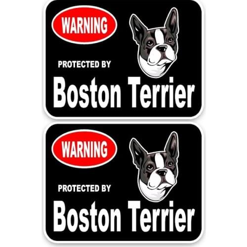 New Cartoon 2X Boston Terrier Guard Dog Car Sticker Car Window Car Decals PVC 15cm*11cm Scratches