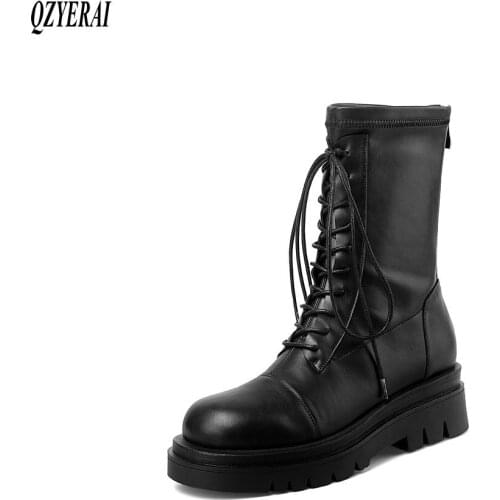 QZYERAI New style ankle Women boots Motorcycle boots outdoor warm Female boots winter Women shoes