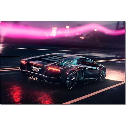 Lambo Aventador Sportscar Wallpaper Vehicle Posters and Prints Canvas Wall Art Modern Painting for Home Decor