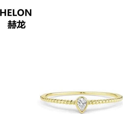 0.07ct Pear Natural Diamonds Engagement Ring Women Wedding Band Solid 14k Yellow Gold Millgrain Promise Minimalist Anniversary