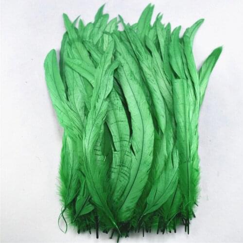 Wholesale 100Pcs Grass Green Natural Rooster Tail Feathers for Crafts 25-30cm 10-12" Wedding Feathers Decoration Carnival Plumas