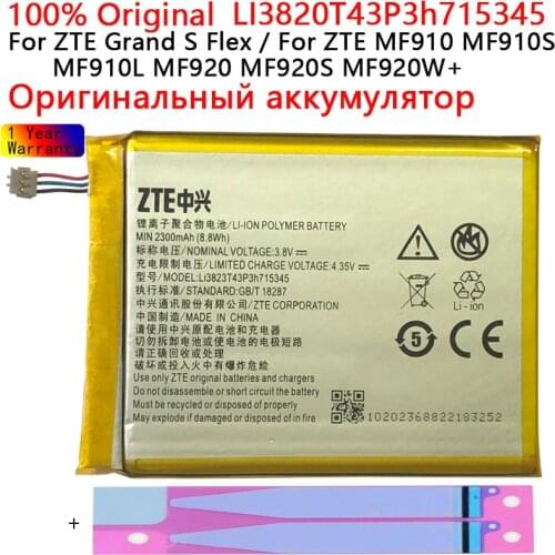 Genuine Li3820T43P3h715345 Battery Rechargeable Batteries For ZTE Grand S Flex MF910 MF920 2300mAh Lithium Polymer Phone Bateria