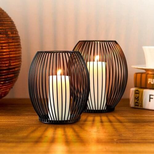 Oval Candle Holder Black Metal Candle Holder Stick Candle Pack Of 2 (Medium & Small), Vintage Decorative Candlestick