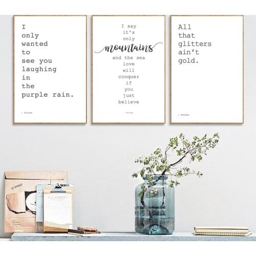 Prince Rogers Nelson Purple Rain Lyrics Posters Print Gold & Mountains Song Lyrics Wall Art Canvas Painting Fan Gift Home Decor