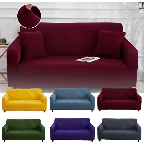 Red Wine Sofa Covers for Living Room Elastic Armchair Couch Cover 1 2 3 Seater Corner Cover L Shape Furniture Protector for Home