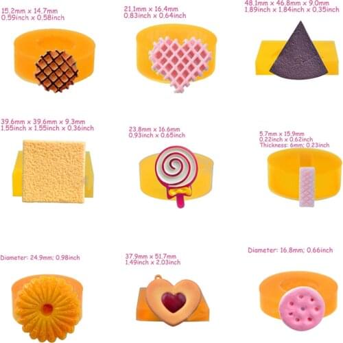 PRZY Silicone Mold 9 Styles Mini Biscuit Waffle Wafer Fondant Mould Clay Molds Sugarcraft Candy Chocolate Resin Silicone Rubber