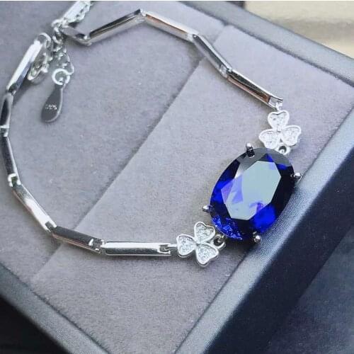 Sapphire bracelet Free shipping 100% Real natural sapphire Bracelet 925 sterling silver Bracelet