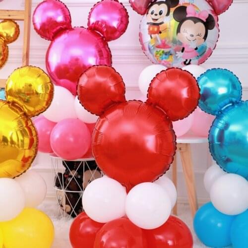5pcs 24inch Mickey Head Foil Balloons minnie mouse Birthday Party Decorations Kids gifts pink baby girl Party Supplies air balls