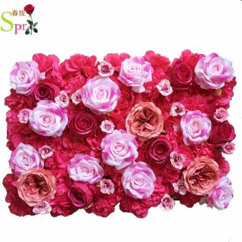 SPR Silk Rose Flower Home Decor hot pink Artificial Flower for Wedding Decoration Flower Wall Romantic Wedding Backdrop Decor