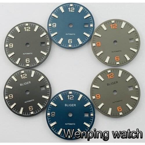 Bliger 31mm luminous marks watch dial fit Miyota 8205/8215/821A/82series, ETA 2836/2824,Mingzhu DG2813/3804 movement
