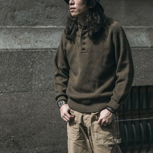 Bronson US ARMY High Neck Sweater Knitted Wool Pullover Sweaters Retro Military Warm Jeep Sweaters
