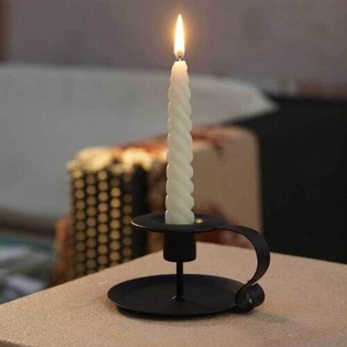 Vintage Retro Style Candle Holders Iron European Style Candlestick Stand Classic Look Taper Holder Matte Black For Wedding Party