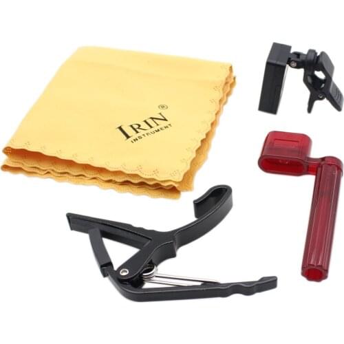 High Quality Clip-on Electric Tuner Guitar Capo String Winder Polish Cloth Professional Guitar Accessories Set