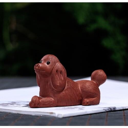 Yixing Purple Sand Dog Tea Pet Handmade Cute Tea Accessories Play Teaware