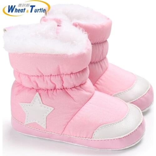 Mother Kids Baby Shoes Unisex Winter Warm Faux Fur Inner Fisrt Walker Booties Infant Baby Anti-silp Fleece Crib Winter Booties