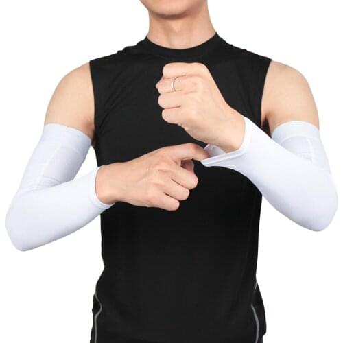 1pc Ice Fabric Breathable UV Protection Running Arm Sleeves Fitness Basketball Elbow Pad Sport Cycling Outdoor Arm Warmers