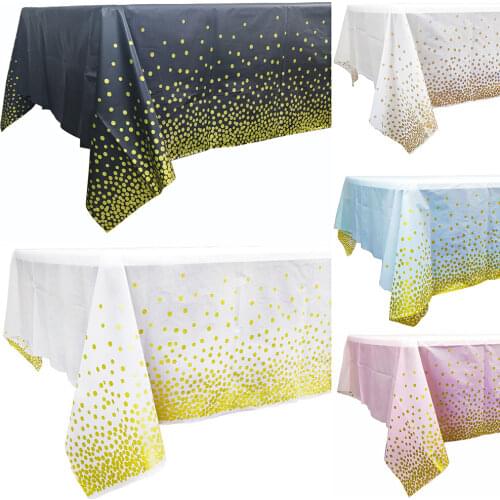 1Pcs 3 Different Colors Environmentally Friendly Disposable Tablecloth Gold Foil Printed Tablecloth Polka Dot Tablecloth