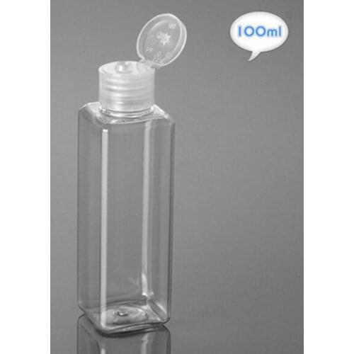100ml High Quality food grade plastic container Clear Square PET bottle for cream lotion with flip cap refillable bottles