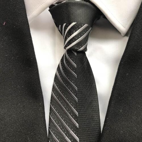 2021 Mens Ties Jacquard Woven Neck Tie Unique Panel Neckties Half Solid Black with White Diagonal Stripes