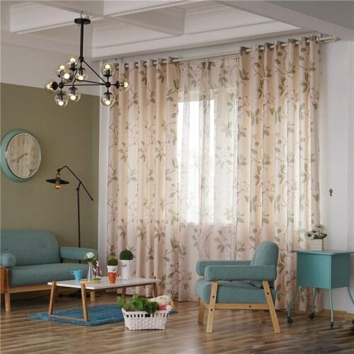 2021 Simple Pastoral Printing Cotton and Linen Semi-blackout Curtains Custom Light Luxury Curtain for Living Dining Room Bedroom