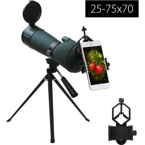 25-75X70 Optic Telescopio Monocular Eyepiece Telescope for Bird Watching Night Vision Spotting Scope Waterproof