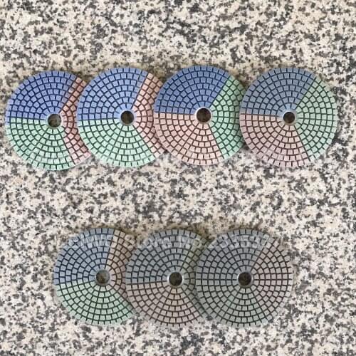 3 Color Granite Pad 4 inch 100 mm Diamond Polishing Pads Wet Polishing Circle Stone Resin Polish Pad Abrasive Disc 35 Pcs/lot