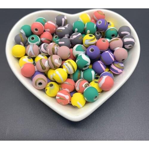 New 30pcs 8mm Round Shape Crack Acrylic Beads Spacer Loose Bead For DIY Jewelry Making Accessory Beads#07