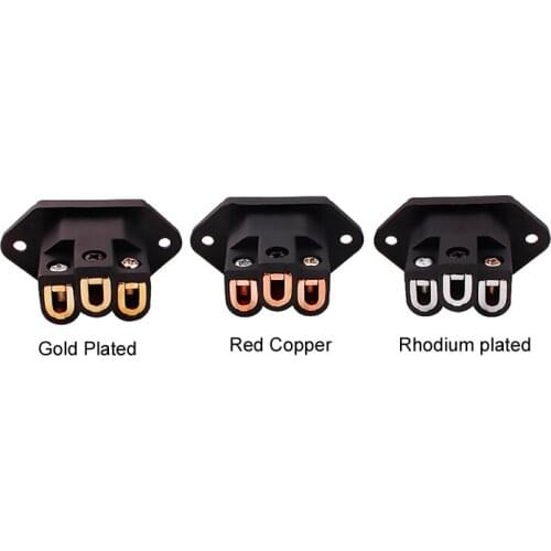 4pcs Hi-end DIY HIFI Red Pure Copper Plating Rhodium Gold US Plug IEC Inlet Power Socket AC 250V 10A