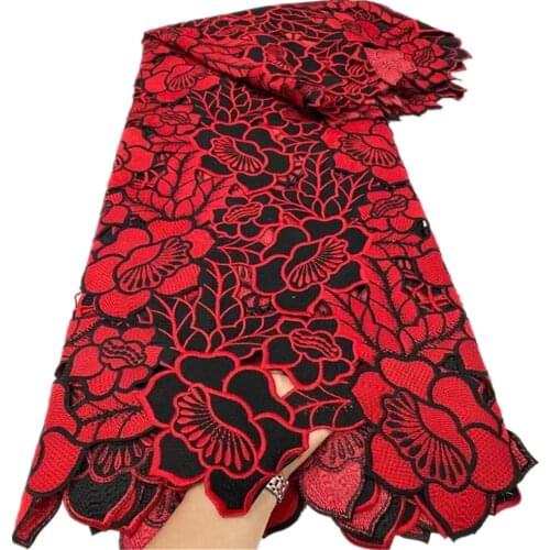 5yards/pc) 2021 Newest African guipure party lace black red two colors cord lace fabric for party dress 7 colors YY-140