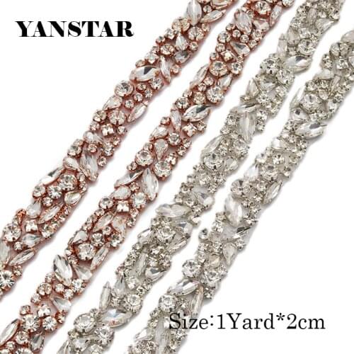 5 YARDS Rhinestones Applique For Wedding Sash with opal On Silver Bridal Beaded Crystal RhinestoneTrim for Wedding Belt YS920
