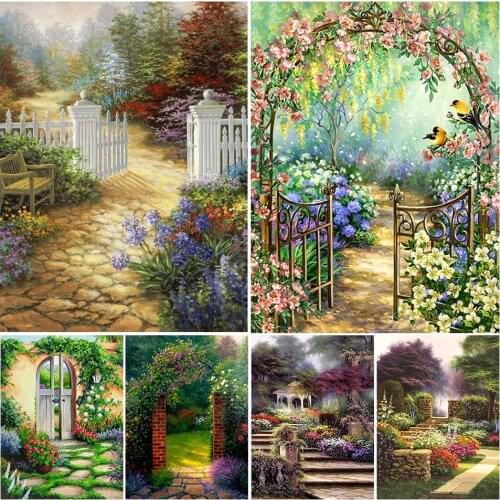 5D DIY Diamond Painting Garden Landscape Cross Stitch Kit Full Drill Square Embroidery Mosaic Art Picture of Rhinestones Decor