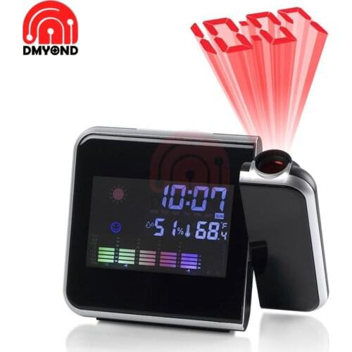 6 In 1 Alarm Clock Digital Projector Alarm Clock Projection 1-6m Temperature Thermometer Humidity Hygrometer Desk Time Calendar