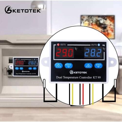 Digital Thermostat Regulator KT99 AC 220V 12V 24V 10A Direct Output Microcomputer Temperature Controller Switch NTC/K Sensor
