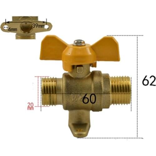 DN15 G 1/2" BSP Male Brass Ball Valve Water Gas Oil Port Size 12mm With Yellow Handle