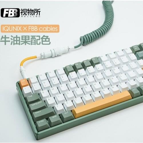 FBB Cables Avocado Theme Colorway IQUNIX Mechanical Keyboard F96 Customized Spiral Keyboard Data Cable Customized Keycap Line