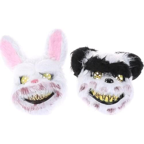 Halloween Mask Bloody Killer Rabbit Mask Teddy Bear Plush Cosplay Horror Mask Horror Mask Rabbit Headgear