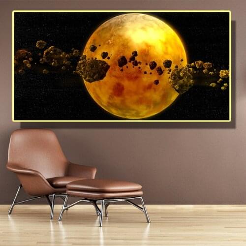 Canvas print Posters HD Black And Golden planet living room Wall art Landscape picture Modern Classical Decorative Paintings