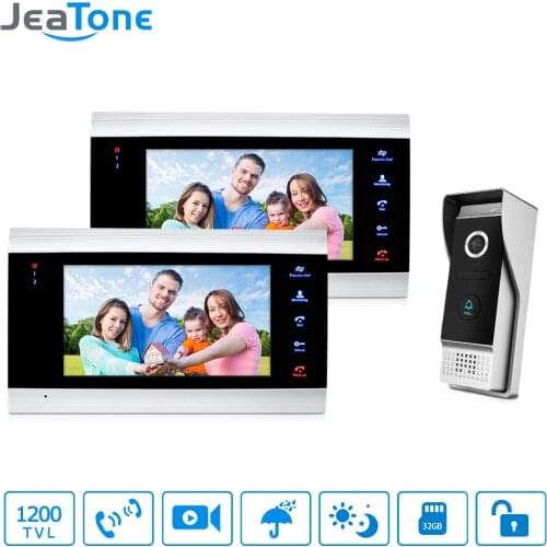 JeaTone Video Door Phone Intercom System 7" HD TFT Metal panel Monitor & 1200TVL IR Doorbell Camera Home Kit 2v1