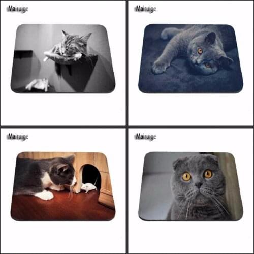 Mairuige Best Sales Customized Mouse Pad Animals Gray Fun Lying Down Cats Kittens Computer Notebook Rectangle Rubber Mous
